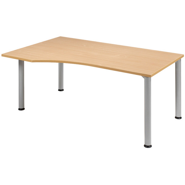 4038933003825 - Schreibtisch Flex manuell höhenverstellbar 68-80cm (H) 180x80 100cm (BxT) Freiform buche   silber 4038933003825 Geramöbel