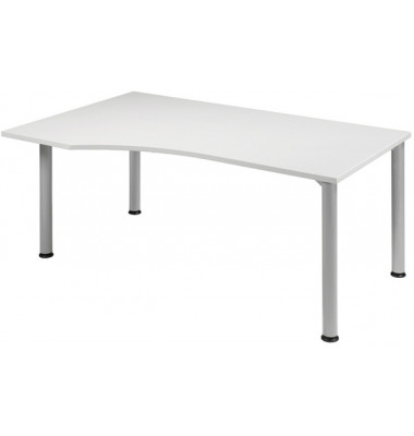 Schreibtisch Flex, manuell h&ouml;henverstellbar, 68-80cm (H), 180x80/100cm (BxT), Freiform, grau / silber