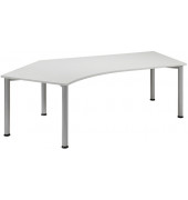 Schreibtisch Flex, manuell höhenverstellbar, 68-80cm (H), Freiform, grau / silber