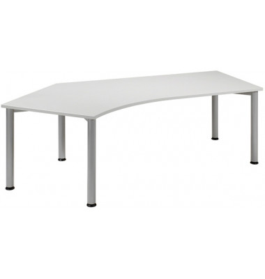 Schreibtisch Flex, manuell h&ouml;henverstellbar, 68-80cm (H), 216,6x80cm (BxT), Freiform, grau / silber