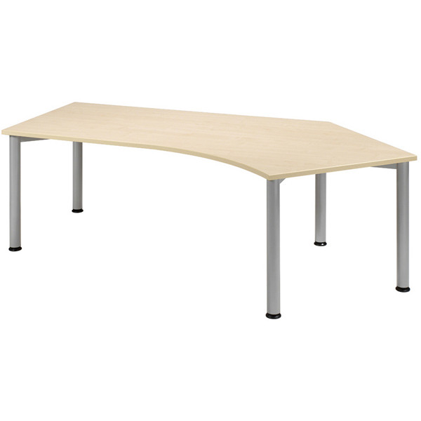 4038933416007 - Schreibtisch Flex manuell höhenverstellbar 68-80cm (H) 2166x80cm (BxT) Freiform ahorn   silber 4038933416007 Geramöbel