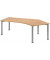 Schreibtisch Flex, manuell höhenverstellbar, 68-80cm (H), Freiform, buche / silber