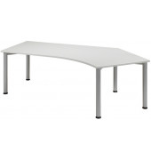 Schreibtisch Flex, manuell höhenverstellbar, 68-80cm (H), Freiform, grau / silber