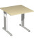 Schreibtisch Flex, manuell höhenverstellbar, 68-82cm (H), 80x80cm (BxT), quadratisch, ahorn / silber