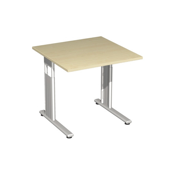 4038933159553 - Schreibtisch Flex S-617101-AS manuell höhenverstellbar 68-82cm (H) 80x80cm (BxT) quadratisch ahorn   silber 4038933159553 G