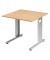 Schreibtisch Flex, manuell höhenverstellbar, 68-82cm (H), 80x80cm (BxT), quadratisch, buche / silber