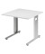 Schreibtisch Flex, manuell höhenverstellbar, 68-82cm (H), 80x80cm (BxT), quadratisch, grau / silber
