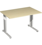 Schreibtisch Flex, manuell höhenverstellbar, 68-82cm (H), 120x80cm (BxT), rechteckig, ahorn / silber