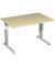 Schreibtisch Flex, manuell höhenverstellbar, 68-82cm (H), 120x80cm (BxT), rechteckig, ahorn / silber