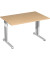 Schreibtisch Flex, manuell höhenverstellbar, 68-82cm (H), 120x80cm (BxT), rechteckig, buche / silber