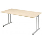 Schreibtisch Flex, manuell h&ouml;henverstellbar, 68-82cm (H), 160x80cm (BxT), rechteckig, ahorn / silber