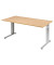 Schreibtisch Flex, manuell höhenverstellbar, 68-82cm (H), 160x80cm (BxT), rechteckig, buche / silber