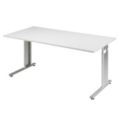 Schreibtisch Flex, manuell h&ouml;henverstellbar, 68-82cm (H), 160x80cm (BxT), rechteckig, grau / silber