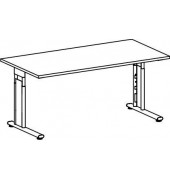 Schreibtisch Flex, manuell höhenverstellbar, 68-82cm (H), rechteckig, ahorn / silber