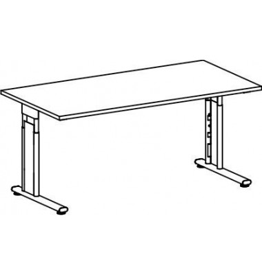Schreibtisch Flex, manuell höhenverstellbar, 68-82cm (H), rechteckig, ahorn / silber