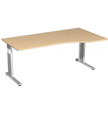 Schreibtisch Flex, manuell höhenverstellbar, 68-82cm (H), Freiform, ahorn