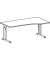 Schreibtisch Flex, manuell höhenverstellbar, 68-82cm (H), Freiform, grau / silber