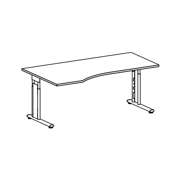4016058877842 - Schreibtisch Flex S-617306-BS manuell höhenverstellbar 68-82cm (H) Freiform buche   silber 4016058877842 Geramöbel