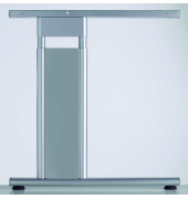 Schreibtisch Flex, manuell höhenverstellbar, 68-82cm (H), Freiform, ahorn / silber
