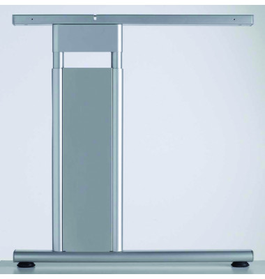 Schreibtisch Flex, manuell höhenverstellbar, 68-82cm (H), Freiform, ahorn / silber