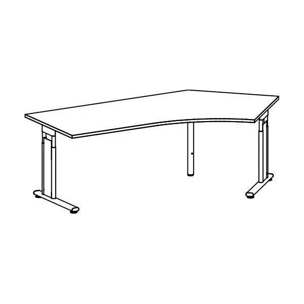 4016058877873 - Schreibtisch Flex S-617316-BS manuell höhenverstellbar 68-82cm (H) Freiform buche   silber 4016058877873 Geramöbel