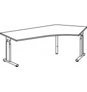 Schreibtisch Flex, manuell höhenverstellbar, 68-82cm (H), Freiform, grau / silber