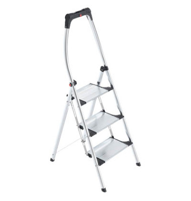 Klapptritt 4303-301 K100 TopLine, 1x 3 Stufen, silber, Aluminium