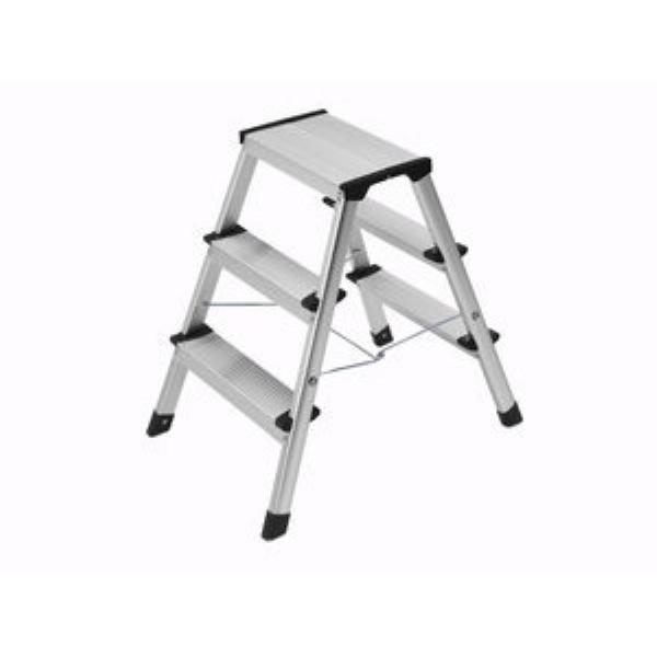 4007126002471 - Alu-Klapptritt D60 StandardLine Doppelstufen-Klapptritt Tragfähigkeit 150 kg 2 x 3 Stufen Tritthöhe 600 mm Hailo
