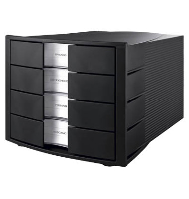 Schubladenbox Impuls 1010-13 schwarz/schwarz 4 Schubladen geschlossen