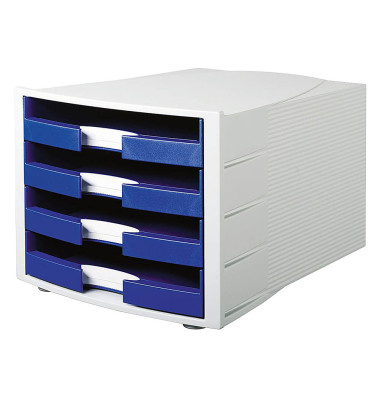 Schubladenbox Impuls 1011-14 lichtgrau/blau 4 Schubladen offen Schubladenbox Impuls 1011-14 lichtgrau/blau 4 Schubladen offen