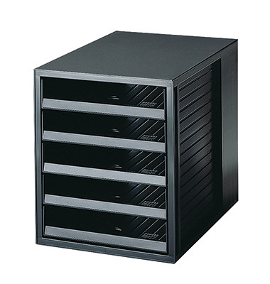 Schubladenbox Schrank-Set Karma 14018-13 schwarz/schwarz 5 Schubladen offen