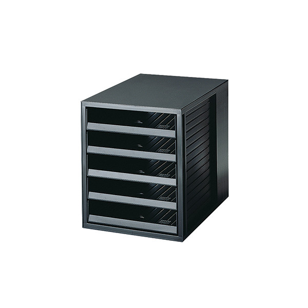 4012473140820 - Schubladenbox SCHRANK-SET KARMA 5 offene Schubladen DIN A4 leichtlaufend B 275 x T 330 x H 320 mm schwarz