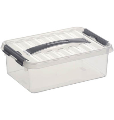 Aufbewahrungsbox Q-line H6160002, 4 Liter mit Deckel, für A5, außen 300x200x100mm, Kunststoff transparent