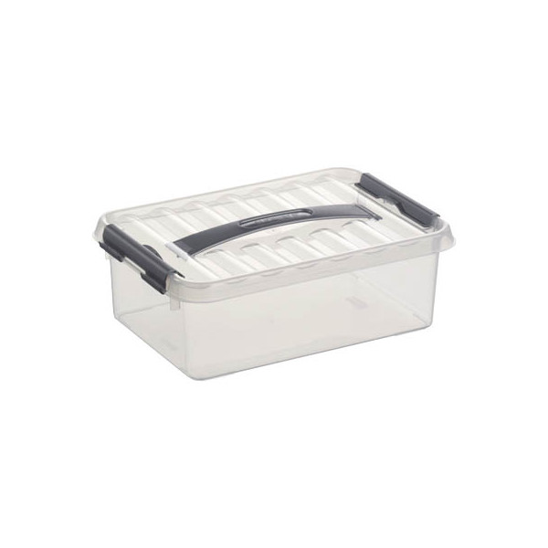 8711112787001 - helit the q-line Aufbewahrungsbox mit Deckel transparent Lebensmittelechte stapelbare Kunststoffbox mit Klickverschluss 1 Box mit Tragegriff 4 Liter