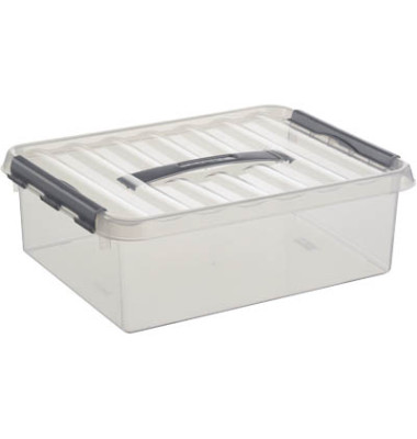 Aufbewahrungsbox Q-line H6160202, 10 Liter mit Deckel, für A4, außen 400x300x120mm, Kunststoff transparent