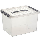 Aufbewahrungsbox Q-line H6160402, 22 Liter mit Deckel, für A4, außen 400x300x260mm, Kunststoff transparent