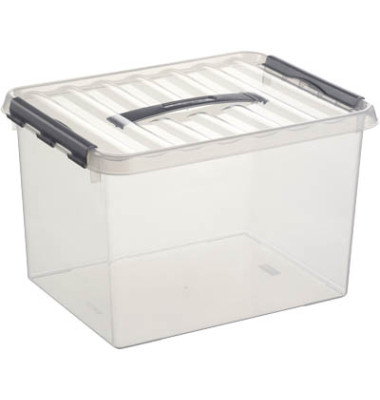 Aufbewahrungsbox Q-line H6160402, 22 Liter mit Deckel, für A4, außen 400x300x260mm, Kunststoff transparent