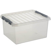 Aufbewahrungsbox Q-Line H6160502, 36 Liter, mit Deckel, au&szlig;en 500x400x260mm, Kunststoff transparent