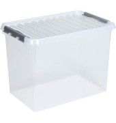 Aufbewahrungsbox Q-Line H6163302, 62 Liter, mit Deckel, au&szlig;en 600x400x340mm, Kunststoff transparent