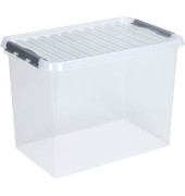 Aufbewahrungsbox Q-line H6163302, 62 Liter mit Deckel, für A4 Ordner, außen 600x400x340mm, Kunststoff transparent