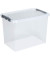 Aufbewahrungsbox Q-line H6163302, 62 Liter mit Deckel, für A4 Ordner, außen 600x400x340mm, Kunststoff transparent