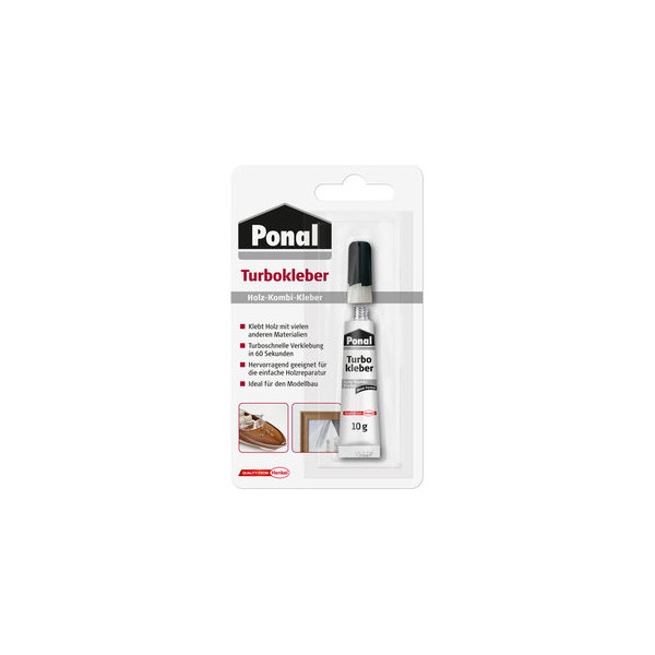 6 Stück Ponal Holzleim 9H PES6N Turbokleber, 10g, geruchsarm, wasserfest 4015000412605 Ponal 10 Gramm