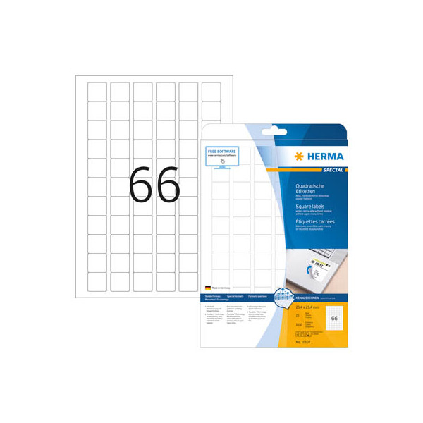 4008705101073 - Etiketten Nr 10107 254 x 254 mm quadratisch ablösbar selbstklebend sichere Haftung Papier weiß 1650 Stück