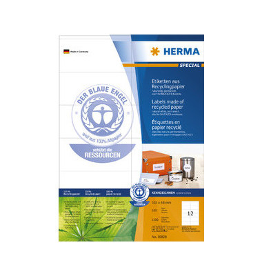 Etiketten 10828 105 x 48 mm weiß 1200 Stück Recycling Etiketten 10828 105 x 48 mm weiß 1200 Stück Recycling