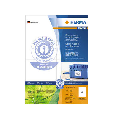 Etiketten 10829 105 x 148 mm weiß 400 Stück Recycling Etiketten 10829 105 x 148 mm weiß 400 Stück Recycling