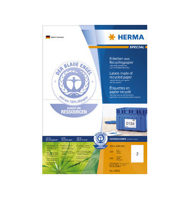Etiketten 10832 210 x 148 mm weiß 200 Stück Recycling Etiketten 10832 210 x 148 mm weiß 200 Stück Recycling