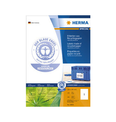Etiketten 10833 210 x 297 mm weiß 100 Stück Recycling Etiketten 10833 210 x 297 mm weiß 100 Stück Recycling