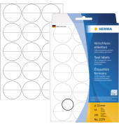 Verschlussetikett 32 mm perforiert Folie transp. stark haftend 240Et