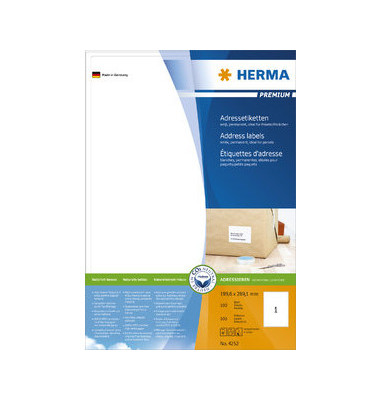 Menge nach Auswahl Adress-Etiketten 199,6 x 289,1 mm HERMA Premium 4252 