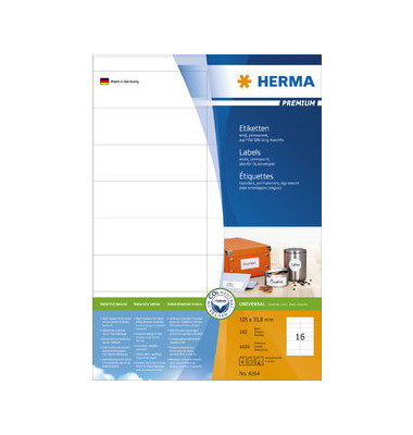 Etiketten Premium 4264, weiß 105x33,8mm, rechteckig, 